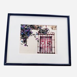 Tuscan Entranceway Door Iron Gate Heart Flowers Floral Red Purple Framed